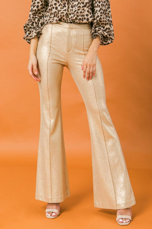 gold faux leather pants