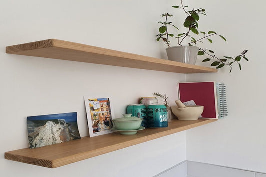 Slim Oak Floating Shelf, Solid Oak Handmade In The UK