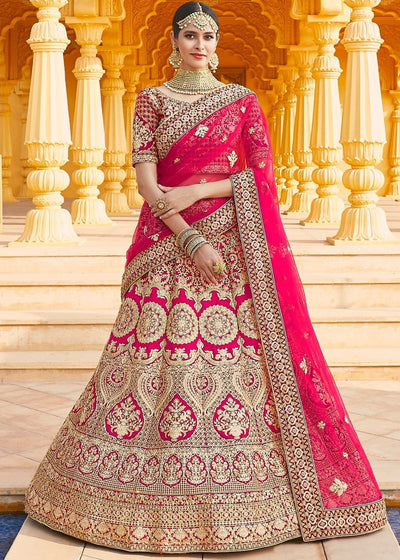 Pink velvet bridal lehenga choli 8301