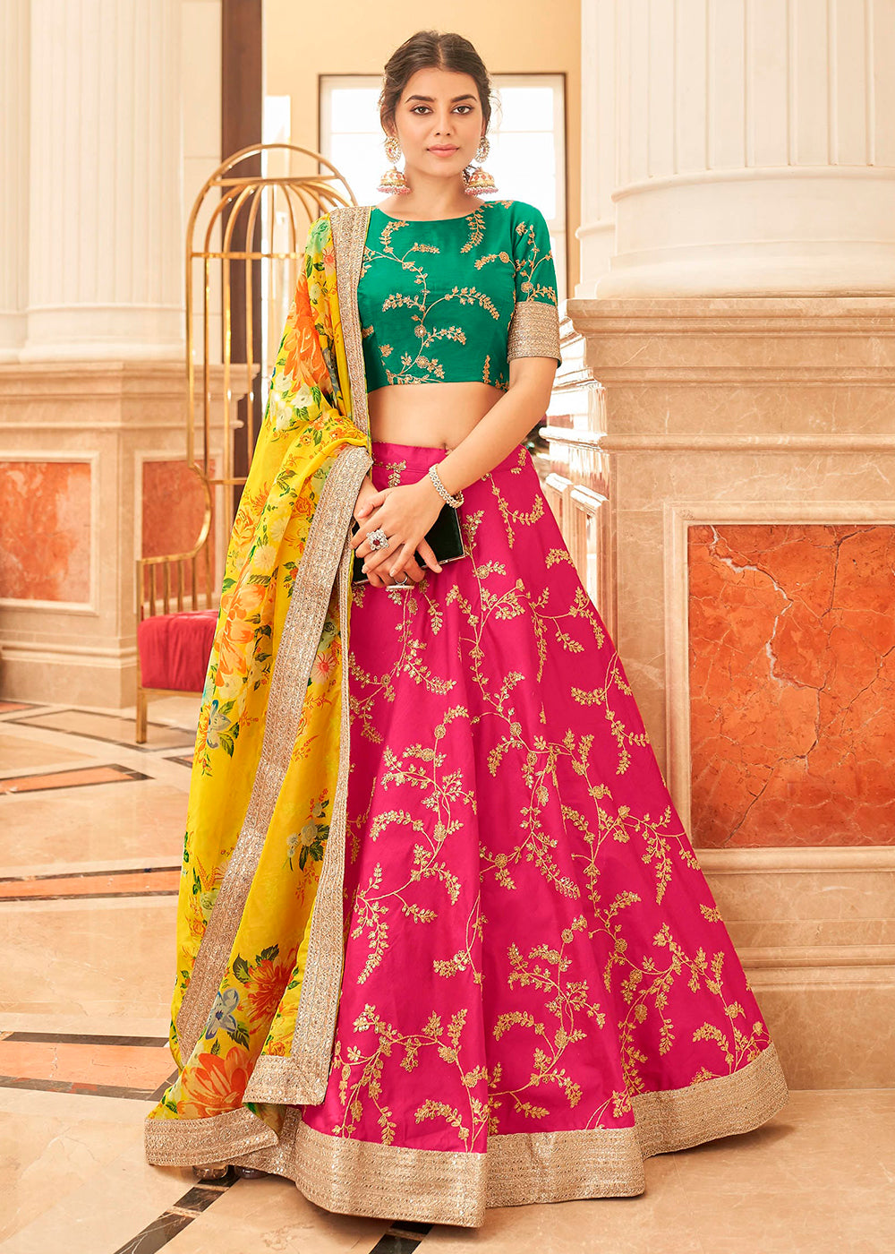 Light Green Wholesale Lehenga Choli, this collection is Raw Silk,