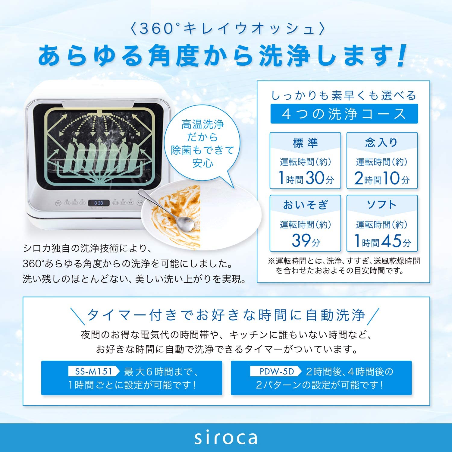 sirocaシロカ 2WAY食器洗い乾燥機4～5人用タイプ食器洗い機