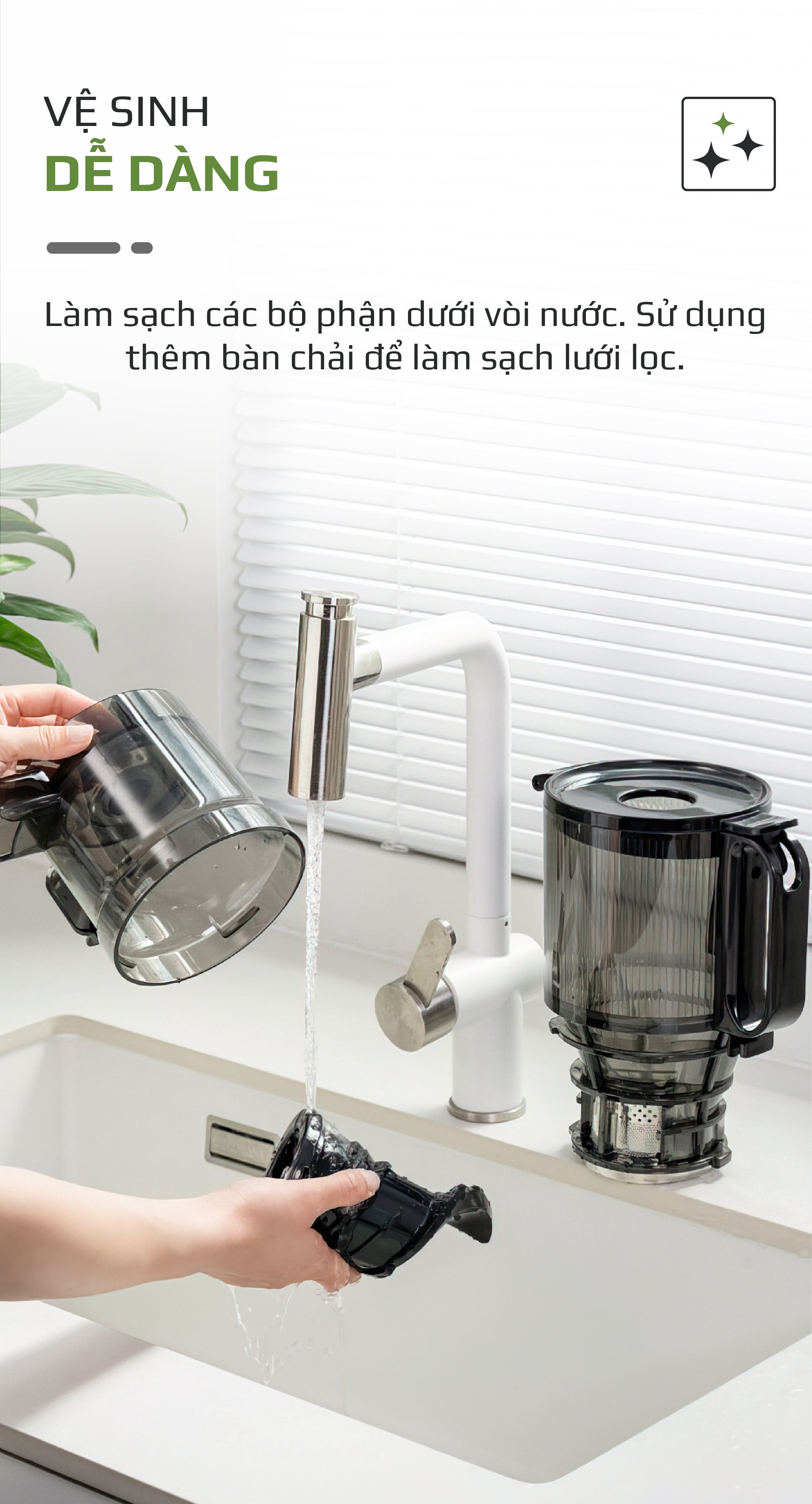 Máy Ép Chậm OLIVO SJ196 - Dễ dàng vệ sinh