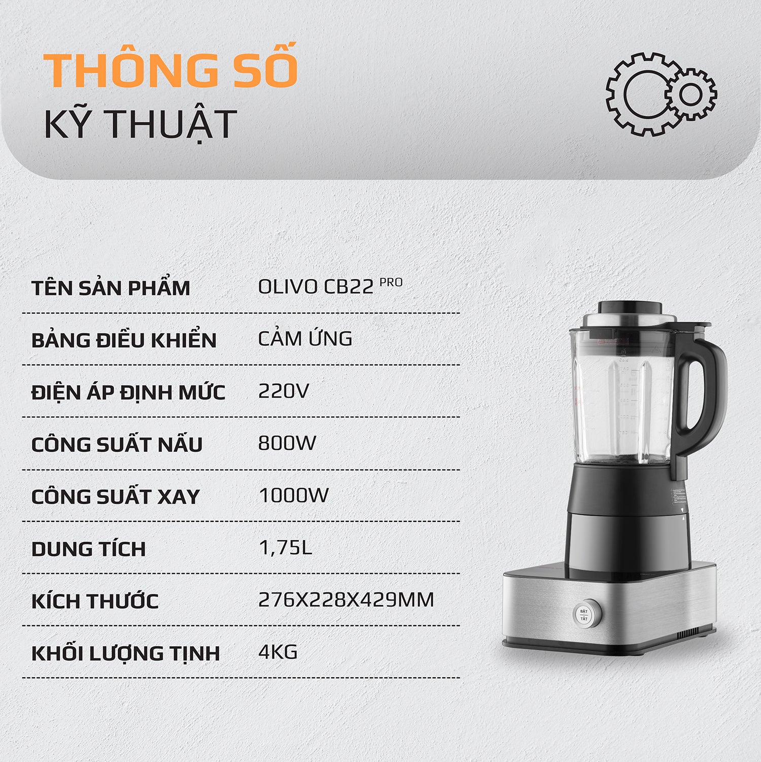 Máy xay nấu cao cấp CB22 Pro -18