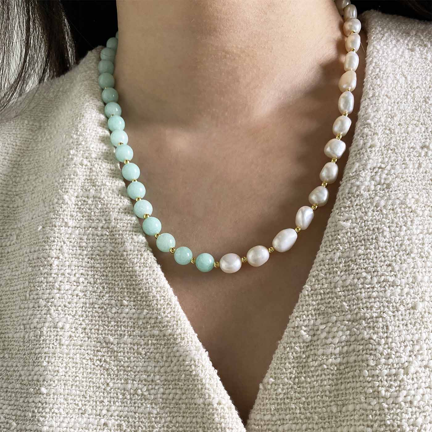 LiNoH PEARL×NATURAL STONE NECKLACE-