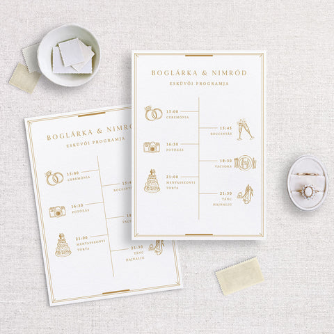 Elegáns modern esküvői program kártya - Instant Meghívó