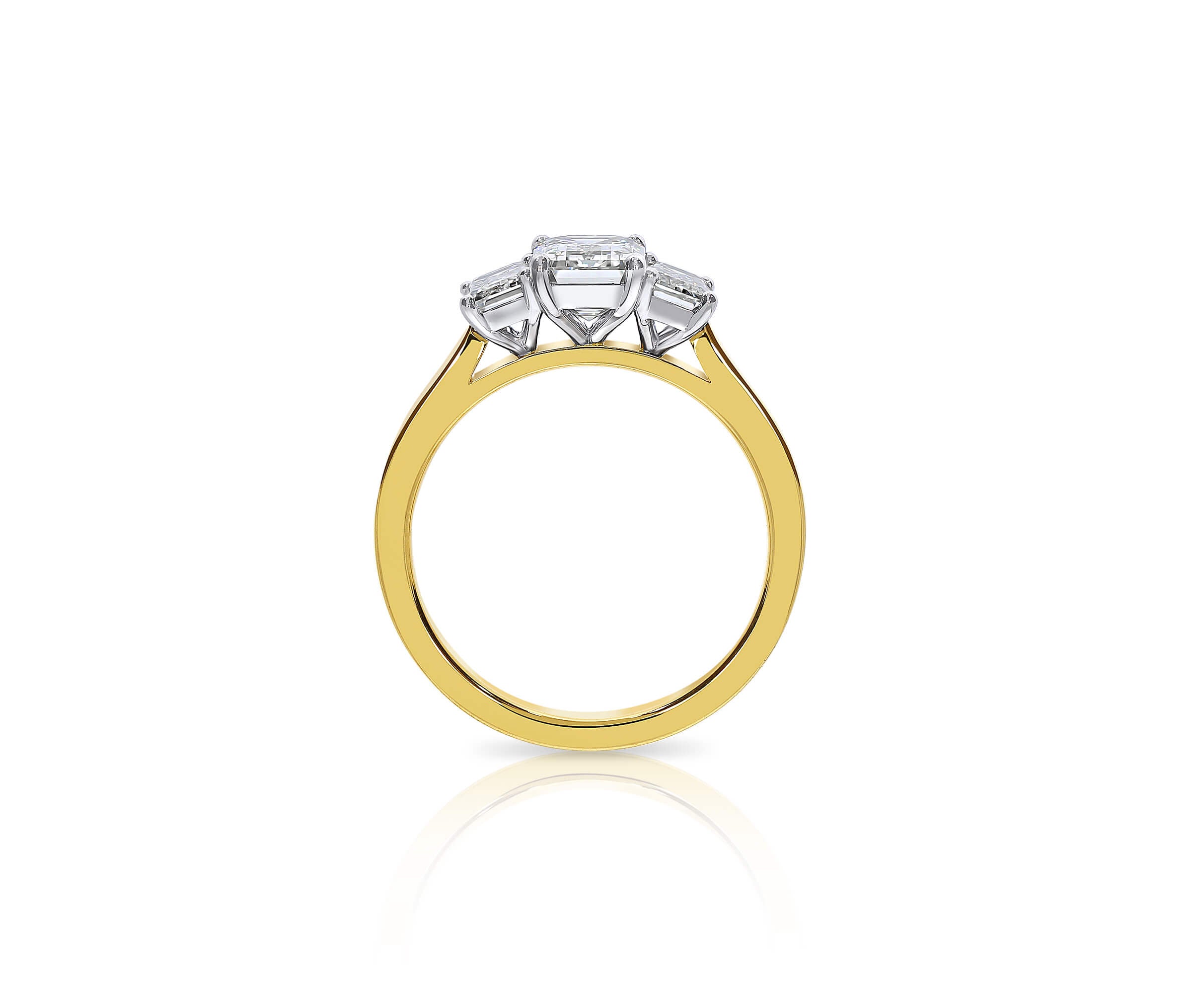 Three Stone Emerald Cut Diamond Engagement Ring Emerald