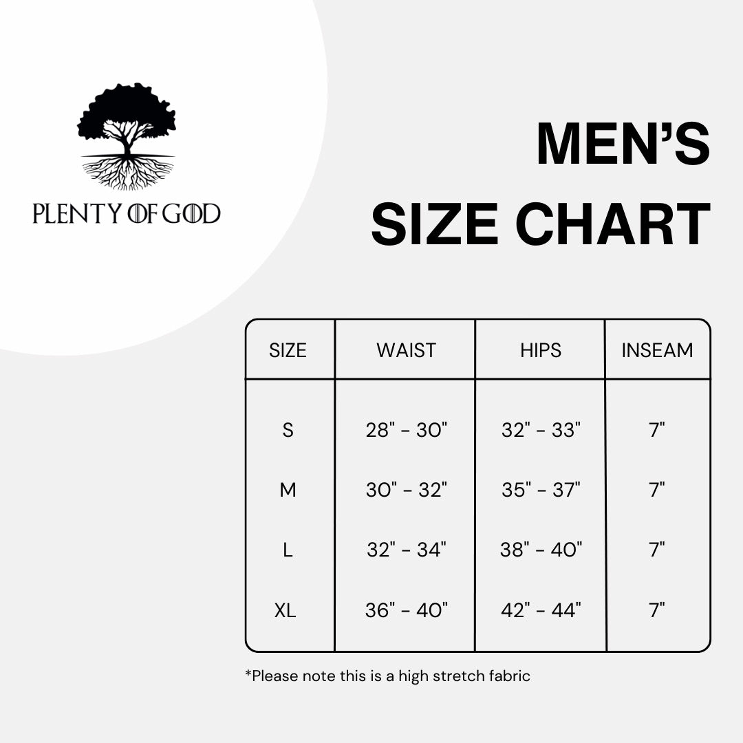 Plenty of God Mens Size Chart