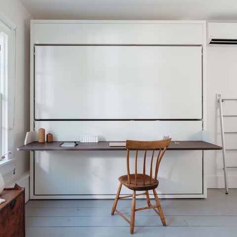 wall bunk bed with integrated desk