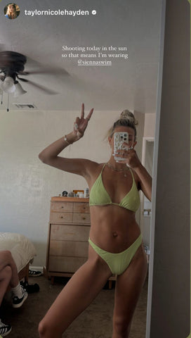 Taylor Hayden in an Instagram story wearing Sienna Swim