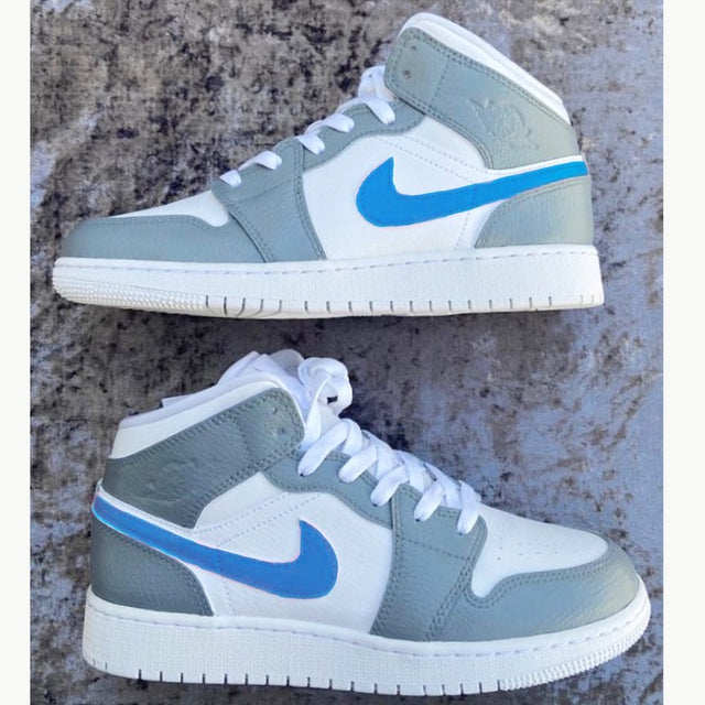 grey jordan 1 with blue tick