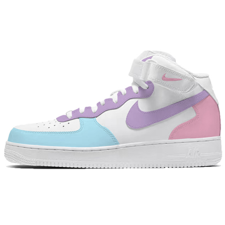 pink purple and blue air force ones