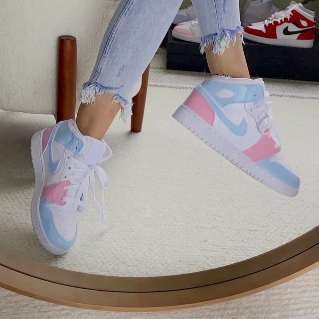 blue and pink jordans