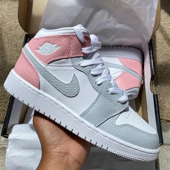 gray and pink air jordans