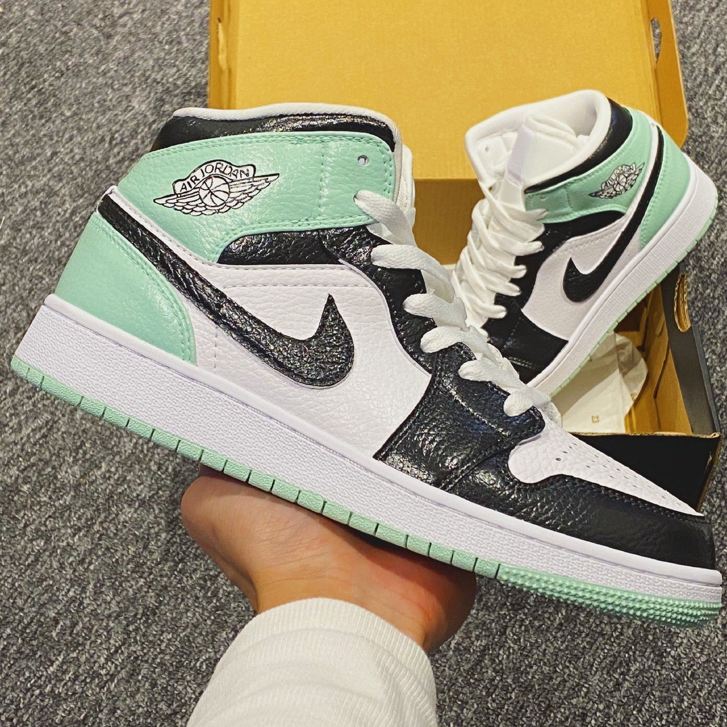 custom green jordan 1