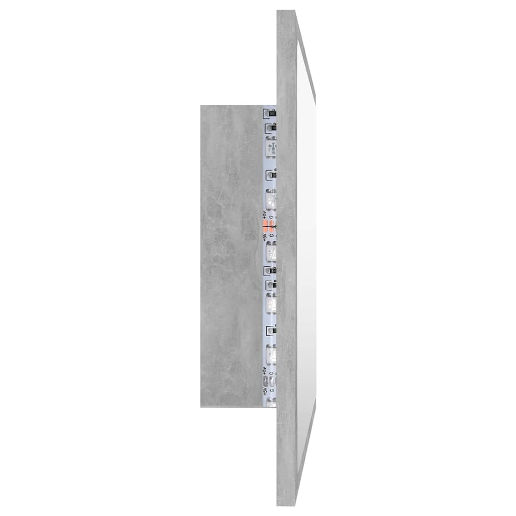 LED Bathroom Mirror Concrete Grey 60x8.5x37 cm Chipboard