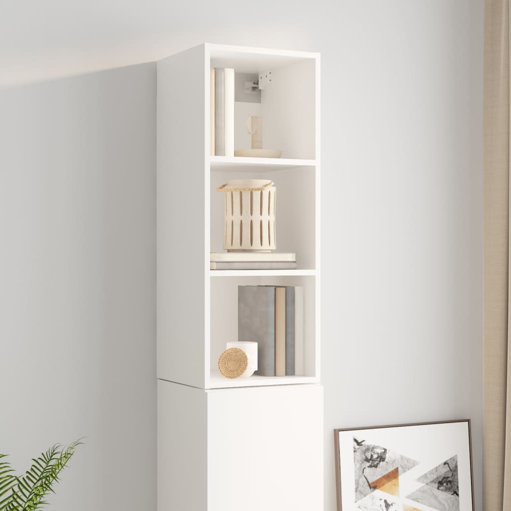 Wall Cabinet High Gloss White 34.5x32.5x90 cm Engineered Wood