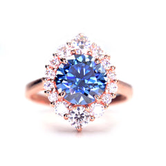 Blue moissanite ring made by Shiraz Jewelry in Chiang Mai, Thailand