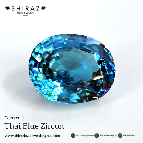 Thai blue zircon is available at Shiraz Jewelry in Chiang Mai, Thailand