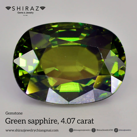 Green sapphire gemstone from Thailand