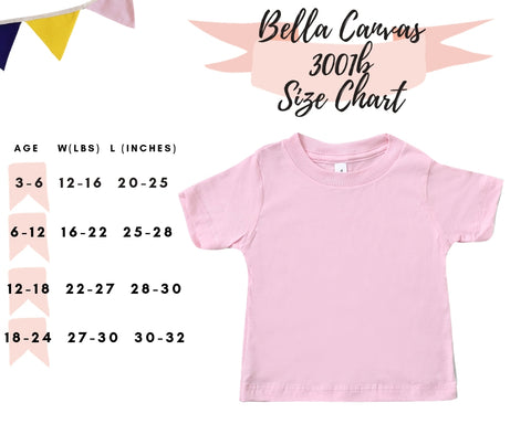 Baby Size Chart - Bella Canvas 3001