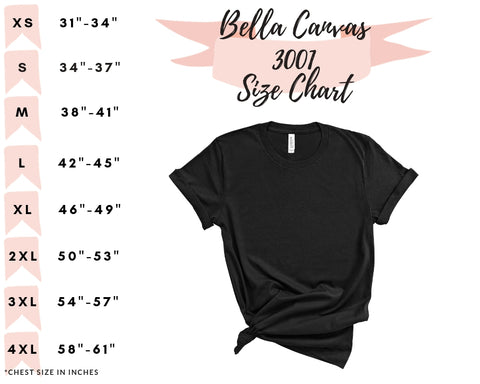 Adult Size Chart - Bella Canvas 3001
