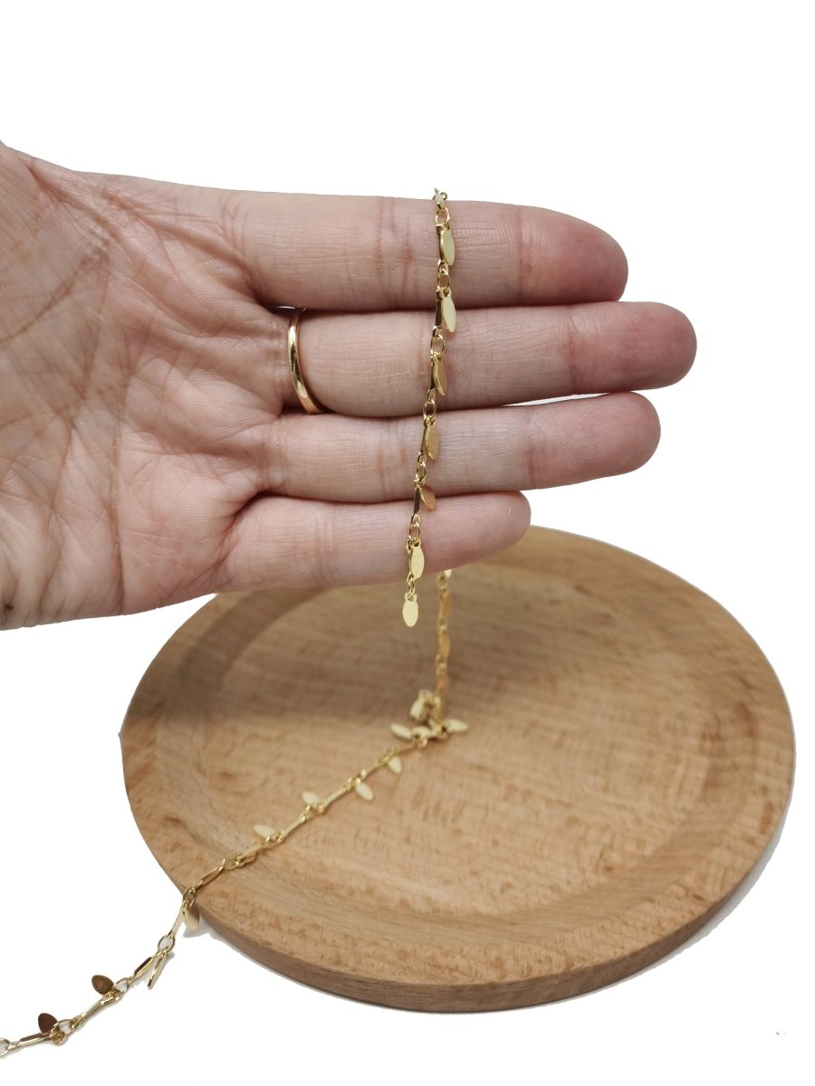 Oval Charm 16K Gold Filled Chain by Yard, Ellipse Oval Charm Chain by Yard, Wholesale Bulk Roll Chain for Jewelry Making, DESIGNED Link Chain | ROLL-012 Clearance Pricing