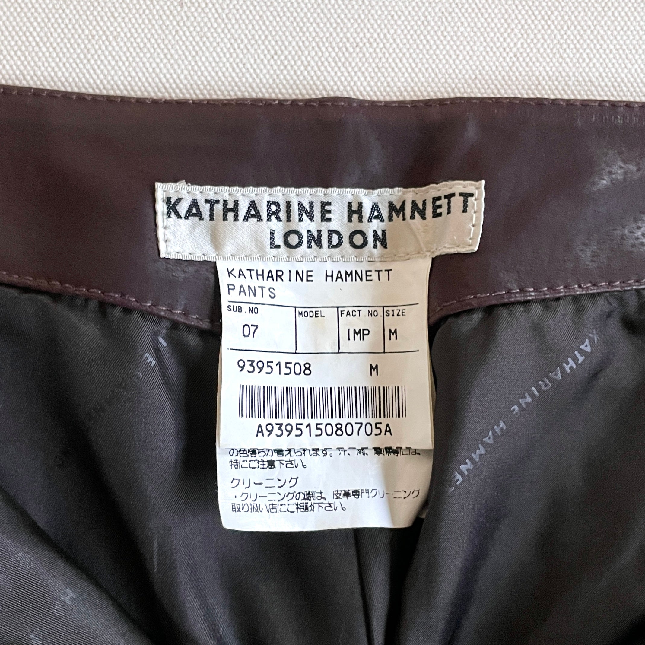 KATHARINE HAMNETT LONDON Diamond Cut Leather Pants