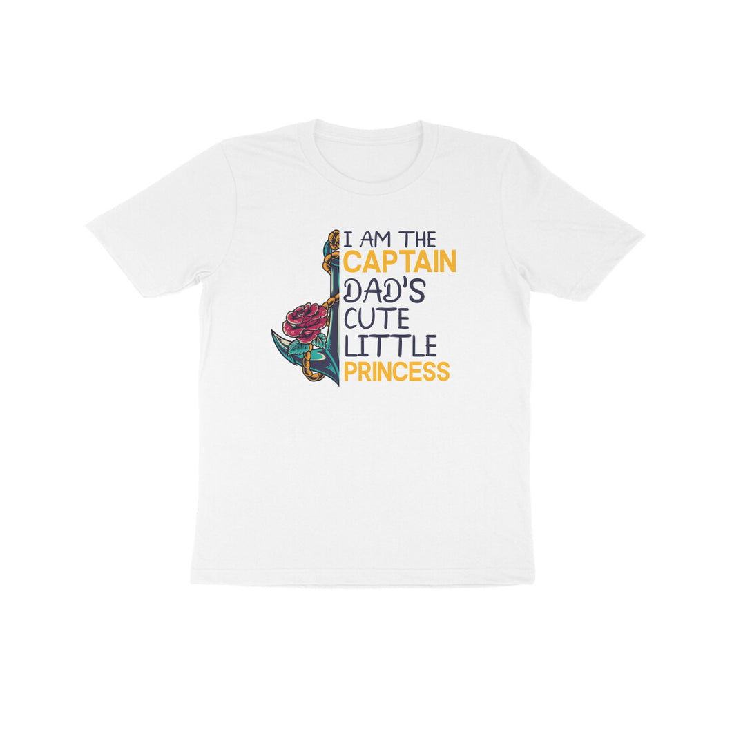 I am Captain dad's cute little princess - Kids unisex half sleeve ...