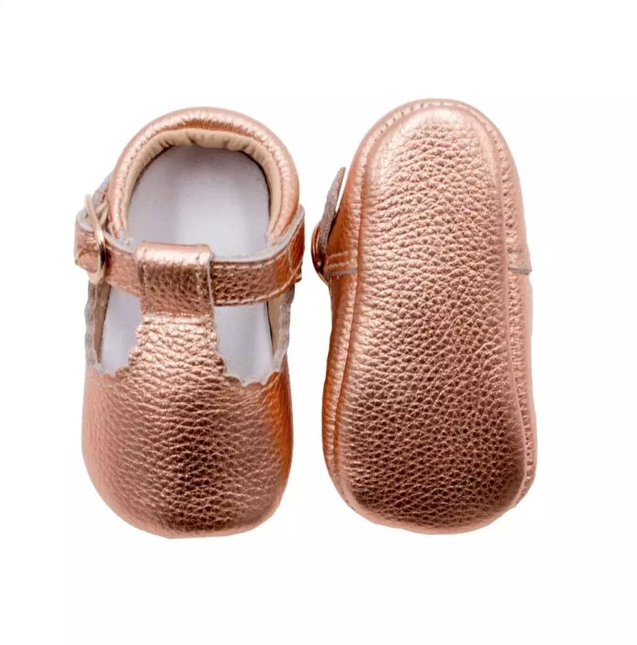 rose gold baby shoes