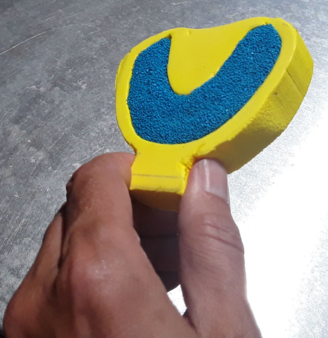 First prototype of mouthpiece sponge-toothbrush