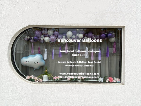 Vancouver Balloons' boutique front window