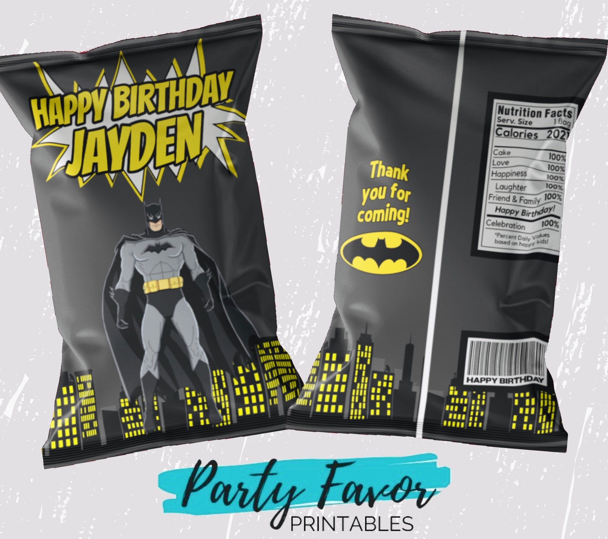 Batman Personalized Party Favor Printables