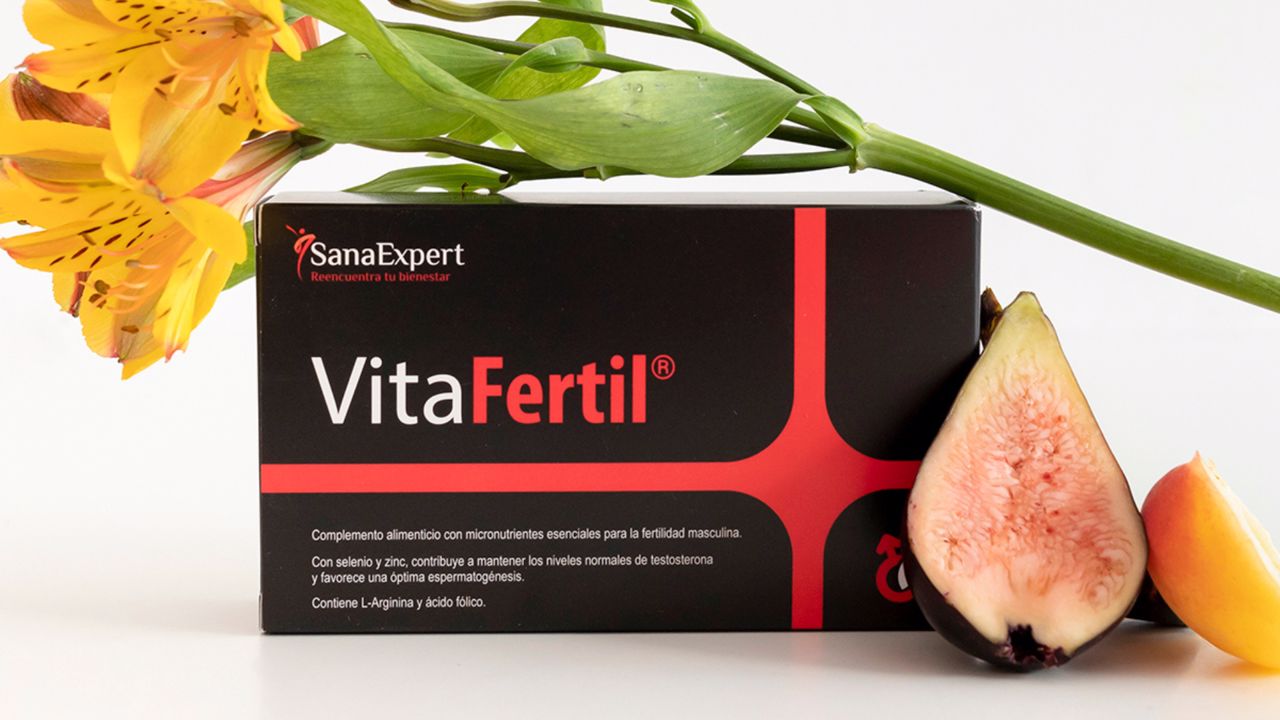 Foto do suplemento alimentar da SanaExpert para a fertilidade masculina chamado VitaFertil