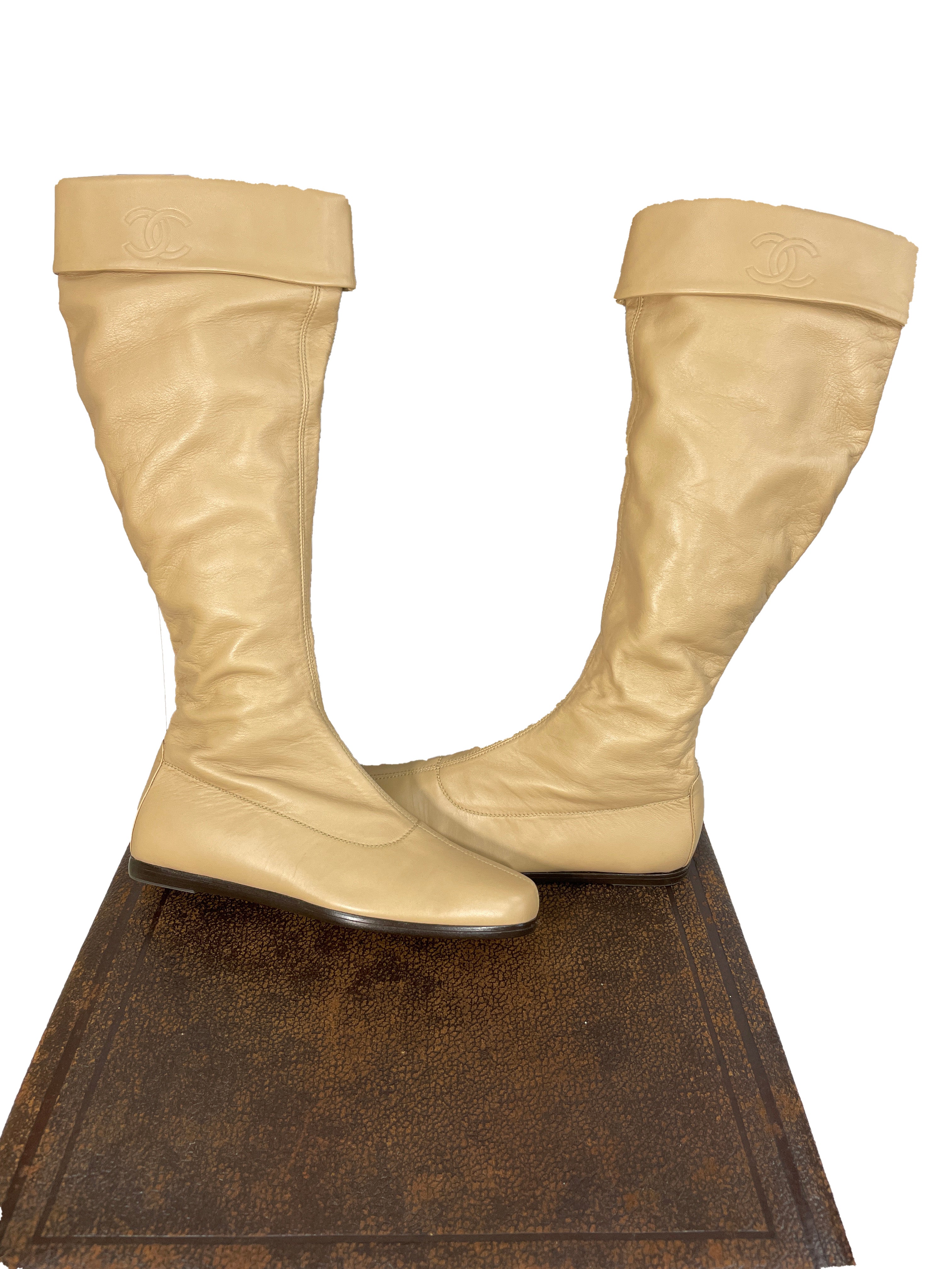 chanel camel boots