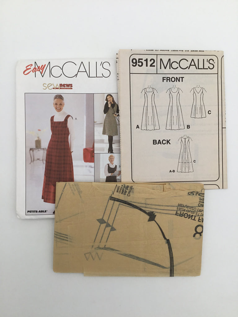 McCall's 9512 (1998) Jumper with Neckline and Length Variations - Vintage Uncut Sewing Pattern