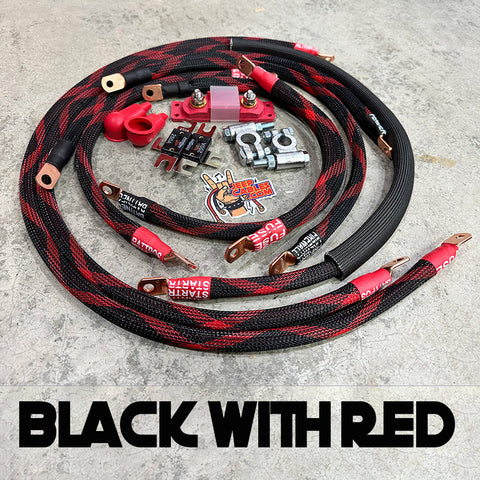 Big 7 Battery Cable Replacement Kit with Black & Red Tracer Wrap