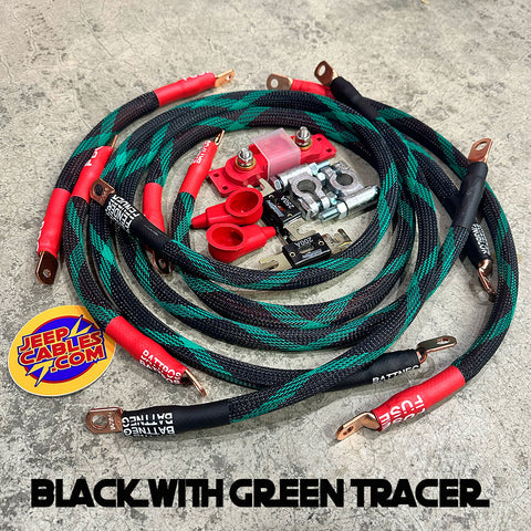 Big 7 Battery Cable Replacement Kit with Black & Green Tracer
