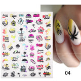 3D Charms Bronzing Flowers Leaf Nail Foils Stickers Watercolor Abstract Decals Sliders Manicures Nail Art Decorations For Autumn
