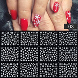 12pcs Christmas Snowflakes Pattern Water Nail Stickers Autumn Maple Leaves Design Transfer Decals Tips Manicures Decorations