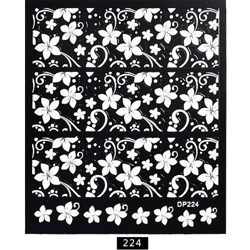 White Flowers Lace 3d Nail Stickers Decals Self Adhesive DIY Charm Design Manicure Nail Art Decorations