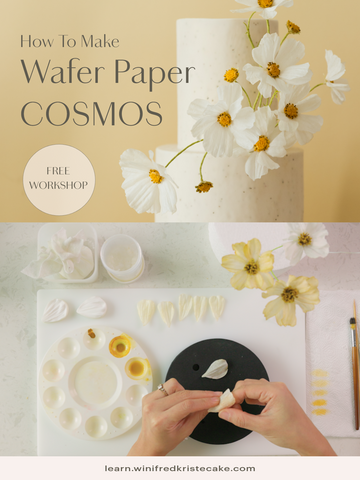 How to make Wafer Paper Cosmos & a minimalist floral cake design. –  Winifred Kristé Cake & Classes