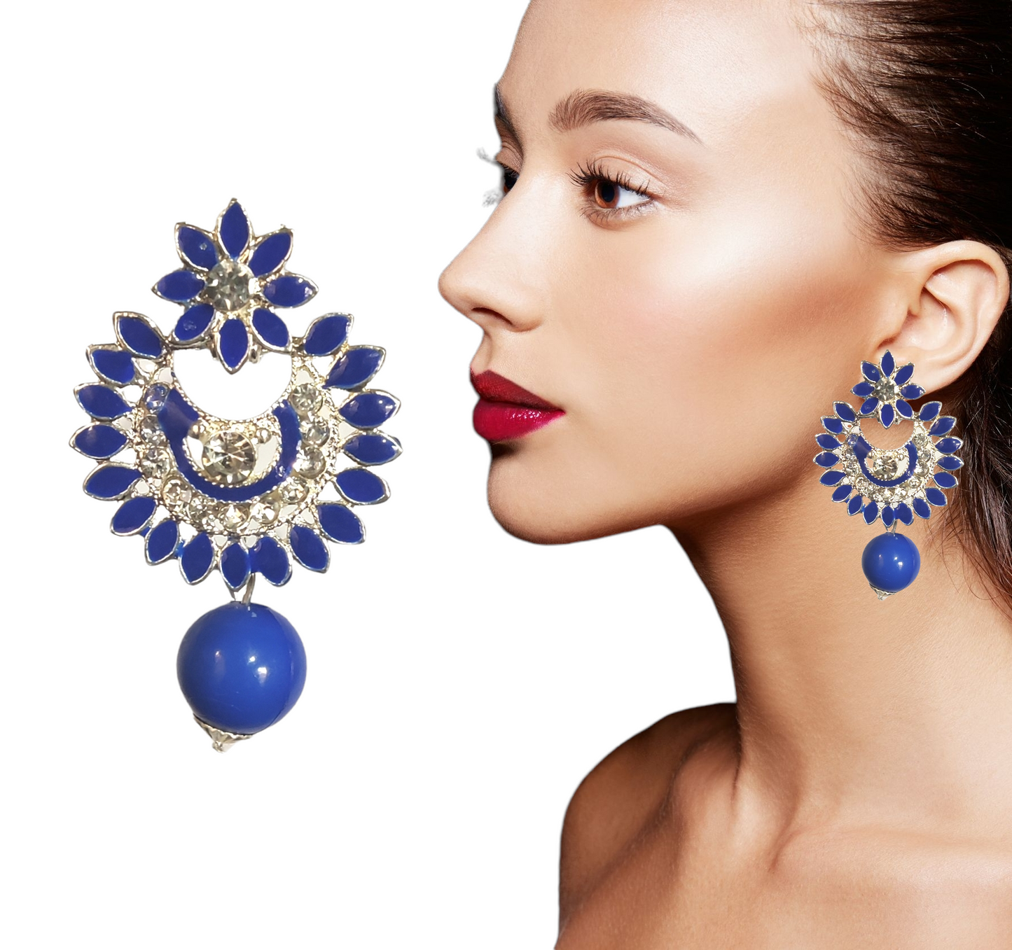 Shhagan Earrings with Studded Stones and Beads (SGN0027)