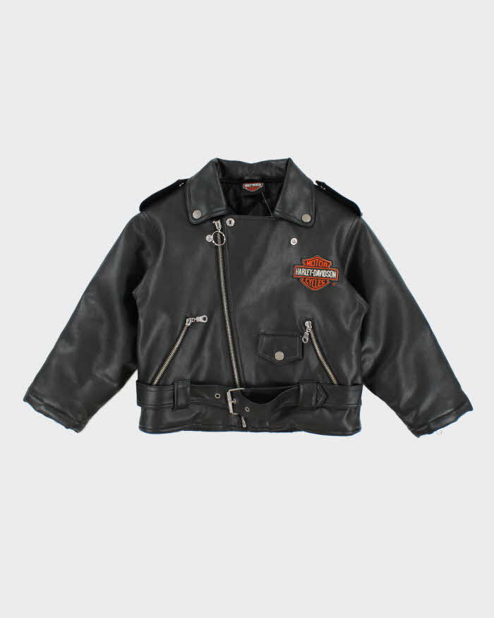 image of Vintage Harley Davidson Kids Moto Cycles Leather Jacket