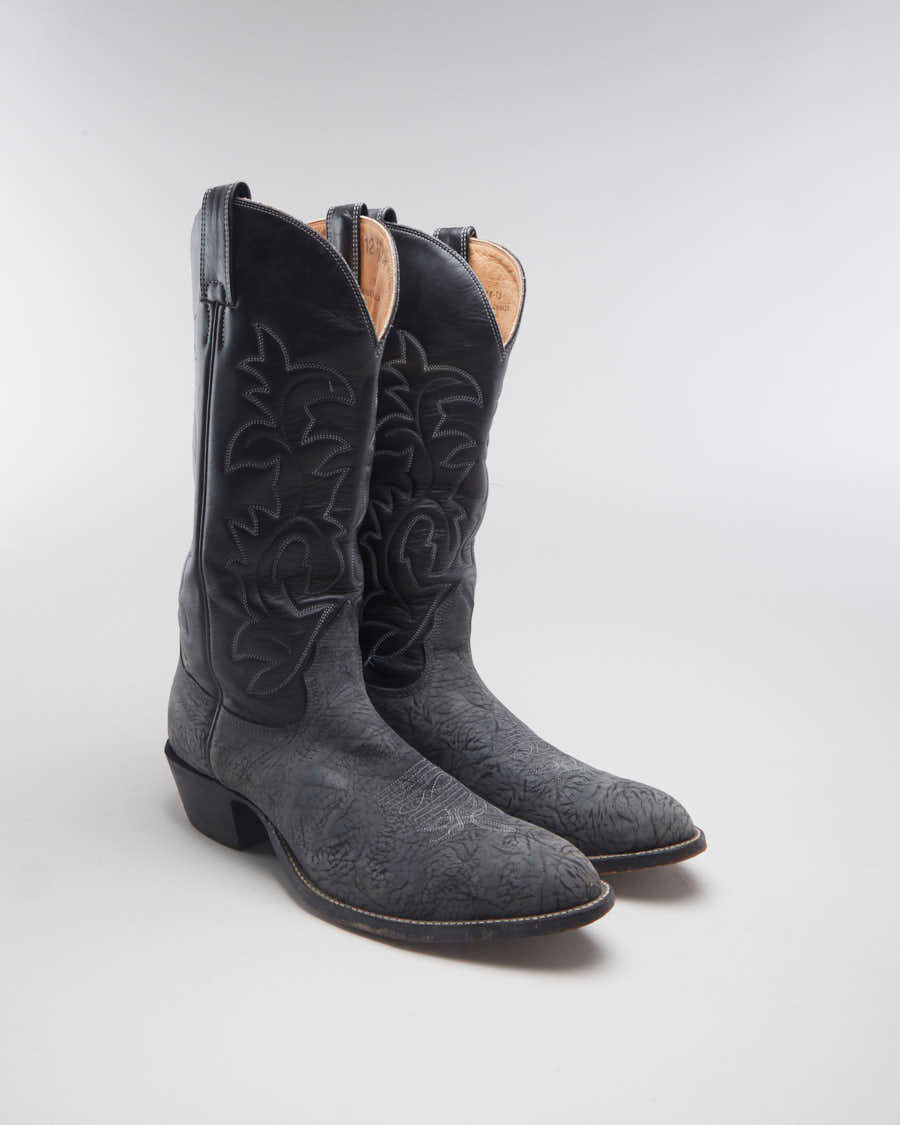 image of Biltrite Black & Grey Western Leather Cowboy Boots - EUR 47