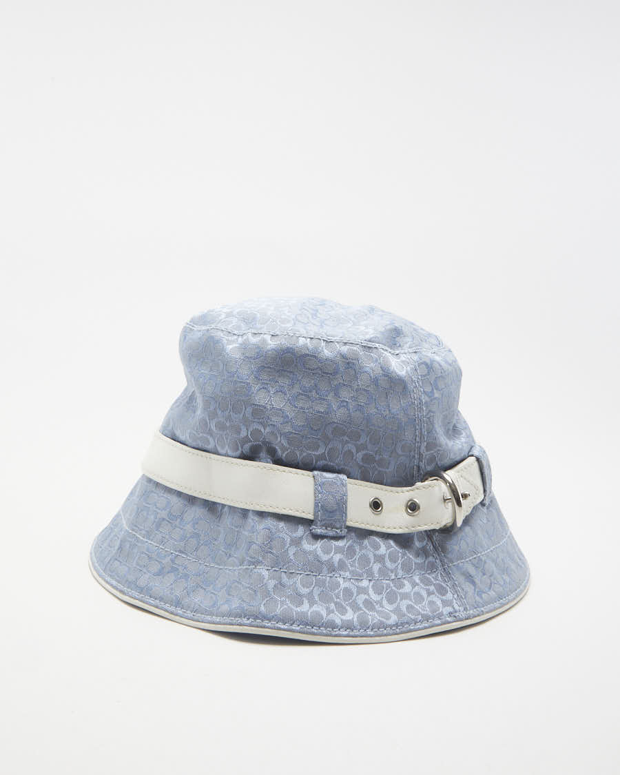 image of 00s Y2K Coach Blue Patterned Bucket Hat - S