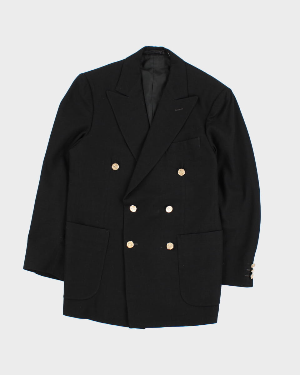 image of Vintage 70s Burberry's Black Double Breasted Blazer - S