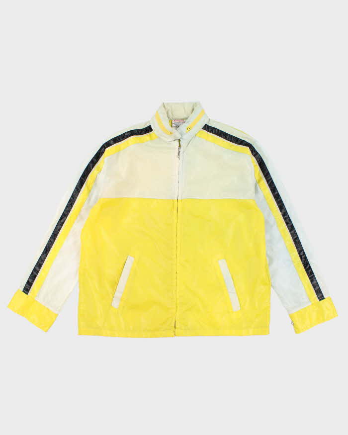 image of 70's Vintage Men's Yellow Retro Hooded Windbreaker - L