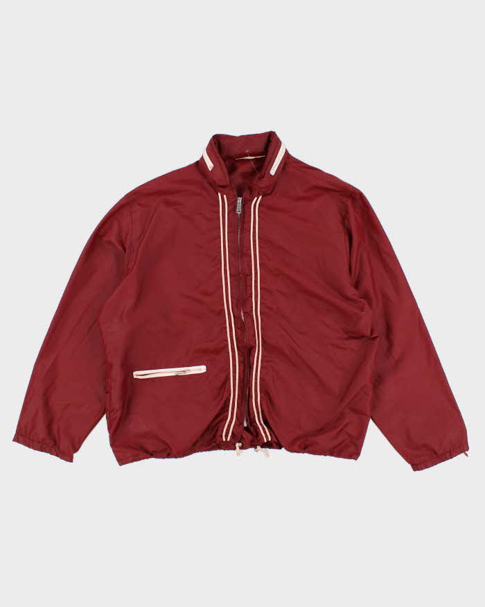 image of 70's Vintage Men's Burgundy Hooded Shell Jacket - XL