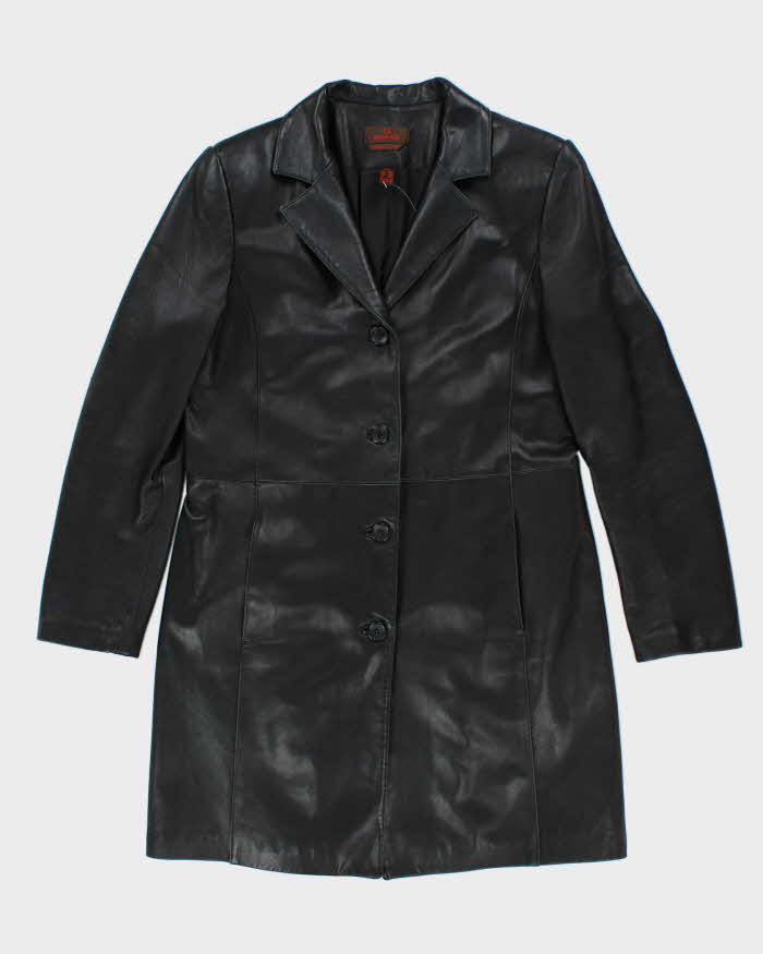 image of Danier Black Long Leather Jacket - L