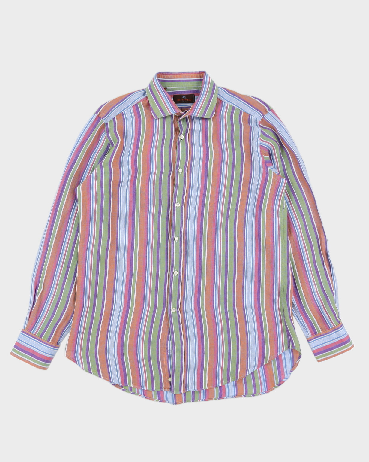 image of Etro Multi Coloured Linen Stripe Shirt - XL